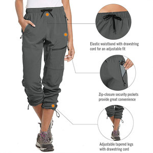 Women’s Outdoor Fashion Quick Dry Cargo <b>Trousers</b> Solid Color Elastic Waist <b>Drawstring</b> And Legs Zip Pockets Sporty Style Pants - Product Image 4