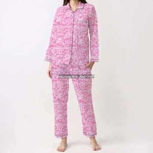 Conjunto de Pijamas de Algodón 100% para Mujer, Ropa de Dormir Suave para el Hogar, Conjunto de Pijamas de Primavera/Verano con Estampado Floral/Personajes/Letras/Patrón/Vacaciones/Árbol PJ038 - Product Image 5