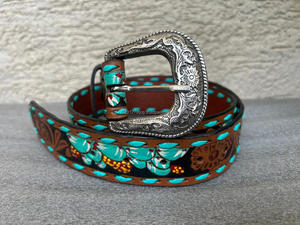 Cinturón Floral Occidental de Cuero Auténtico Hecho a Mano, Cinturón de Cintura Unisex de Cuero Auténtico Hecho a Mano, Novedad - Product Image 4