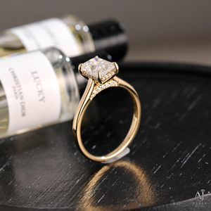 Anillo de compromiso de moissanita con corte Ruf, plata de ley 925, chapado en oro y rodio, engaste de púas, solitario, para mujer - Product Image 2