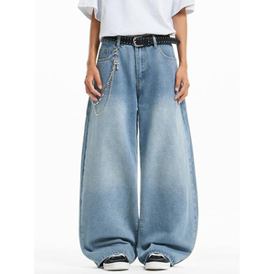 Jean en denim ample pour homme style vintage, coupe décontractée, noir délavé, pantalon baggy, mode streetwear - Product Image 5