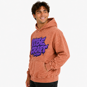 Sweat à capuche vintage streetwear pour homme, coupe oversize, en coton épais, délavage rétro, broderie personnalisée, pull décontracté tendance, vente en gros de vêtements - Product Image 2