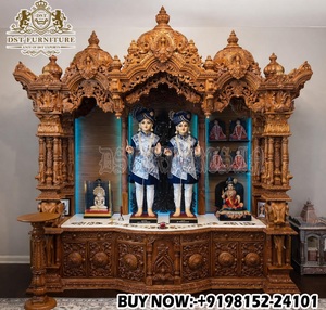 Premium Solid Teak Wood <b>Mandir</b> with Storage Cabinet Big Size Swaminarayan Hindu Puja <b>Mandir</b> with Dome Factory Price Australia - Product Image 5
