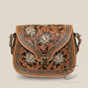 Bolso de Cuero Floral Repujado Artesanal Estilo Western de Gran Venta, Bolso Cruzado Vaquero con Asa Repujada, Bolsos de Cuero Personalizados - Product Image 1