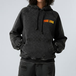 OEM/ODM Acid <b>Wash</b> Front Custom Printed Logo Women's Hoodies 100% Cotton 360 GSM Eco-Friendly Autumn/Winter Streetwear Hip Hop - Product Image 4