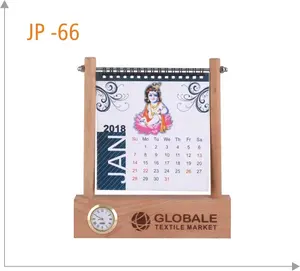 Business Corporate Gifts Set Healthcare Employee Gift Custom Logo Wood Set Clock and Calender Holder