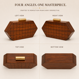 Bolso de Mano Contemporáneo de Madera SAFA INTERNATIONAL, Bolso Geométrico Tipo Caja, Hecho a Mano, Artesanía Natural, Bolsa de Regalo para Fiestas y Días Festivos - Product Image 3