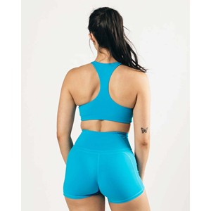 Soutien-gorge de sport confortable pour femme, bleu océan, dos nageur, col ras du cou, maintien moyen, sans coutures, avec découpes, pour le yoga - Product Image 4