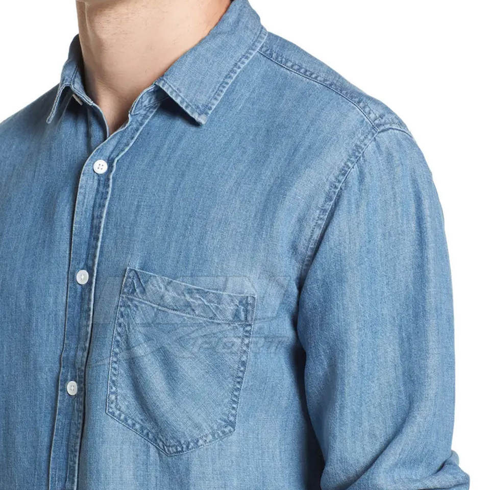 Classic Jeans Shirt for Men Custom Casual Button Down Long Sleeve Shirt ...