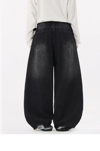 Jean en denim déchiré taille haute coupe large style punk décontracté en coton pour homme – Collection automne - Product Image 4