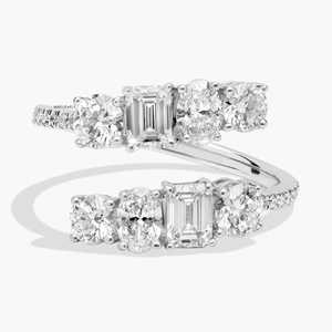Anillo Abierto con Diamantes Cultivados en Laboratorio de Diferentes Formas, en Oro de 10K, 14K y 18K, Plata 925 y 935, Venta al Por Mayor - Product Image 2