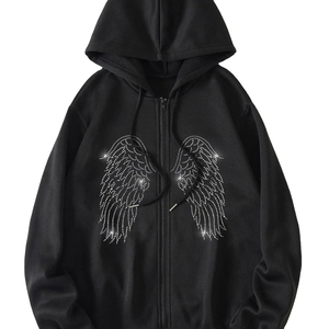 Sudadera con Capucha Negra para Hombre, Corte Regular, Tejido de Algodón y Felpa, Transpirable, de Secado Rápido, con Bolsillo, Informal, para Invierno - Product Image 2