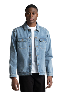 Men <b>Denim</b> <b>Jacket</b> Zip up Bomber Coat Washed Outerwear <b>with</b> Wool <b>Liner</b> Breathable Streetwear for Winter - Product Image 4