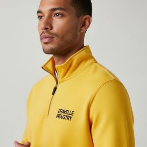 Nouveau design 2026 – Pull molletonné décontracté pour homme, couleur unie, demi-zip, en polaire Sherpa, 100 % coton, écologique - Product Image 4
