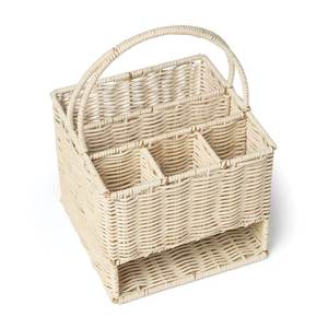 Handmade Wicker Rattan Flatware Holder Basket With Multiple Compartments For Home <b>Kitchen</b> And Cafe Organization - Product Image 1