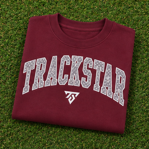 Women's Burgundy Polka Letter Varsity <b>Crewneck</b> Sweatshirt Long Sleeve Custom Logo - Product Image 5