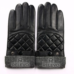 Men's Black Sheepskin Leather Driving <b>Gloves</b> Fashionable Outdoor Gear for Daily Party Travel with Wool Lining - Product Image 1