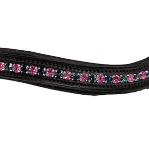 Diadema para caballo de cuero de búfalo indio con cuentas multicolor y cristales de primera calidad, diseño duradero, tallas personalizadas, diadema para doma. - Product Image 2