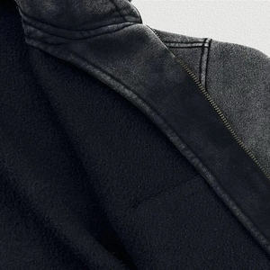 Sudaderas con capucha de mujer con logotipo frontal de invierno con capucha recortada y cremallera lavada desgastada - Product Image 6