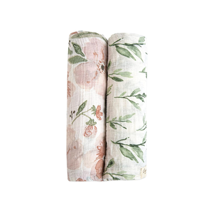 Annamar Cotton Muslin Baby <b>Swaddle</b> Wrap Set Floral Leaf Printed Breathable Newborn <b>Blanket</b> - Product Image 1