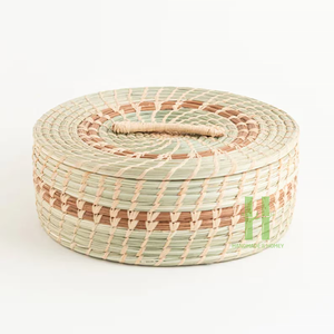 Boîte de rangement ronde en jonc de mer Panier de rangement durable Panier de rangement en jonc de mer fait à la main au Vietnam HNH Craft - Product Image 2