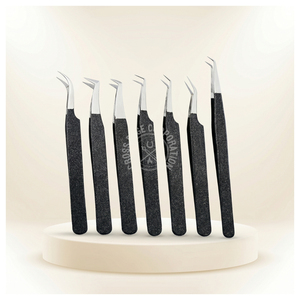 Pinzas para Pestañas con Punta de Fibra y Agarre de Diamante, Pinzas Curvas para Volumen de Pestañas, Herramienta de Aislamiento de Pestañas, Pinzas para Extensión de Pestañas - Product Image 1