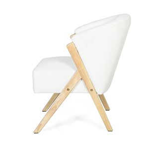 Poltrona Moderna Minimalista con Struttura in Legno Massello e Rivestimento Bianco per Soggiorno, Camera da Letto, Ufficio, Sedia Lounge - Product Image 6