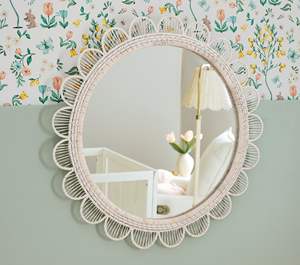 Espejo de Pared Decorativo de Mimbre Hecho a Mano con Marco de Ratán, Estilo Boho, para Decoración del Hogar, Dormitorio, Sala de Estar - Product Image 6