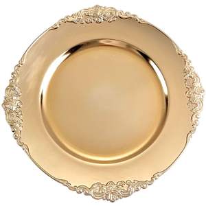 Assiette de service en acier inoxydable plaqué argent, style classique, personnalisable pour la maison, les mariages et les tables - Product Image 2