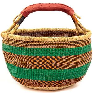 Panier de rangement en jonc de mer tressé à la main, en fibres naturelles vertes et brunes, pour armoire, vente en gros mondiale - Product Image 2