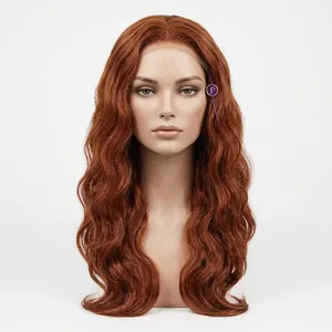 Extensions à clipser en cheveux humains indiens Remy longs roux, densité 100%, base en soie, ondulation naturelle, ensemble complet pour la tête avec couleurs personnalisables - Product Image 2