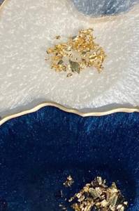 Customized Glam Irregular Stone <b>Coasters</b> With Gold Accents <b>Blue</b> And Whiter For table Home Decor Hotel Restaurant Use By UO INDIA - Product Image 2