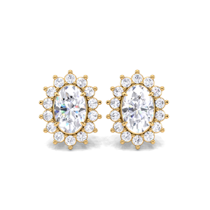 IGI Certified Lab Grown Diamond Oval Halo Stud <b>Earrings</b> 9KT Yellow / White / Rose Gold Cluster Halo Diamond Studs - Product Image 4