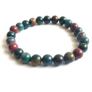 Bracelet en pierre de sang polie en forme de sphère, bijoux tendance pour femmes et hommes - Product Image 1