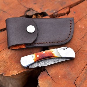 Mini Damascus Folding <b>Knife</b> Pocket <b>Knife</b> Handmade EDC <b>Knife</b> <b>Bone</b> <b>Handle</b> OEM High Quality Industrial Grade 58HRC Bulk Supply - Product Image 5