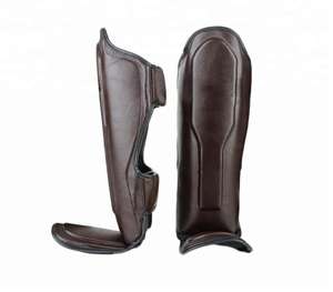 Protège-tibias en cuir de vachette PU personnalisés pour le kick-boxing avec impression de logo sur mesure – Protection fonctionnelle - Product Image 1
