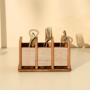 Natural Wood Cutlery Holder <b>Kitchen</b> Utensil Stand <b>for</b> Home and Restaurant - Product Image 1