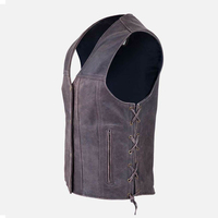 Gilet en cuir pour motard, veste sans manches classique avec design à lacets latéraux ajustables