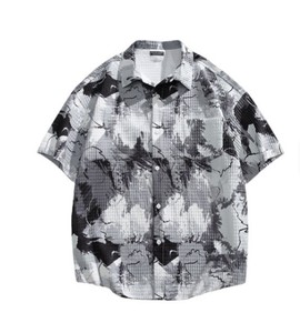 Chemise décontractée à manches courtes pour homme, imprimé floral, col rabattu, respirante, en popeline de coton pour l'été - Product Image 3