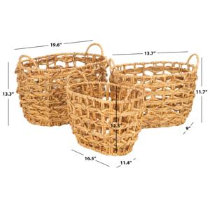 Ensemble de 3 paniers ovales en jacinthe d'eau tressée à la main, paniers de rangement, vente en gros, écologiques, fabriqués au Vietnam - Product Image 2