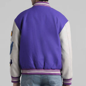 <b>Top</b> Quality Unisex Varsity Jacket Wholesale OEM Leather Baseball Letterman with Chenille Embroidery Streetwear Canvas - Product Image 5