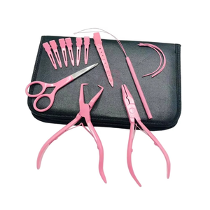 MAGMA BEAUTY Kit Complet d'Outils pour Extensions de Cheveux Rose Bébé pour Salon de Coiffure – Pince à Micro-Anneaux Tout-en-un en Métal - Product Image 1