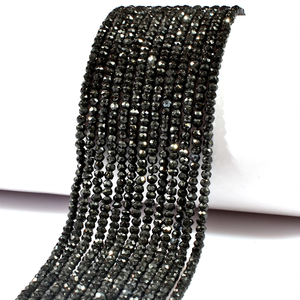 Cuentas de Rondelle facetadas de espinela negra natural de 3mm para la fabricación de joyas Cuentas redondas facetadas de espinela negra - Product Image 5