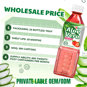 Jus d'Aloe Vera à la Fraise en Bouteille PET 500ml avec Pulpe, Certifié Halal, Fraîchement Pressé - Product Image 2