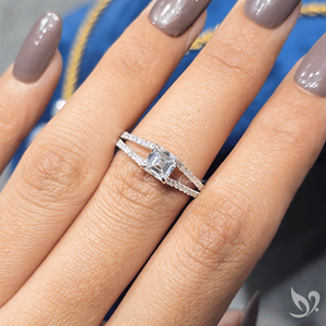 แหวนเพชรทรง Asscher 1 กะรัต เพาะเลี้ยงในห้องปฏิบัติการ ดีไซน์วงแหวนแยกส่วน ประดับเพชรแบบไมโครเพฟ ทองคำขาว 10K รับรองโดย IGI - Product Image 5
