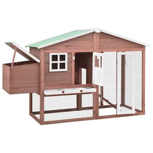 Gallinero Grande Extensible en Madera de Abeto Sólido Color Moca y Blanco, Jaula para Animales - Product Image 2
