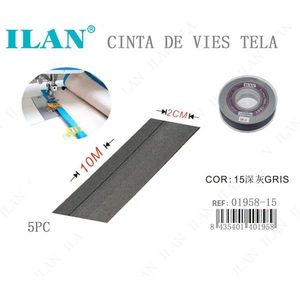 Nastro in tessuto Ilan 2 cm x 10 m grigio scuro per rifiniture e cuciture - Product Image 3