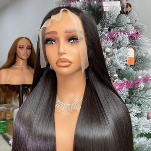 Peluca con cierre de cabello humano liso de hueso de Color Natural suizo HD transparente 300 densidad cutícula alineada pelucas de cabello humano vendedores - Product Image 3