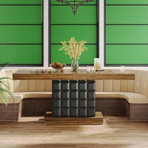 Tavolo da Pranzo Rettangolare in Legno Marrone e Nero da 63mm per 4-6 Persone - Product Image 2