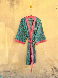 Robe longue décontractée d'été pour femmes, imprimé floral, col en V, manches courtes, tissée en coton 100% - Product Image 4